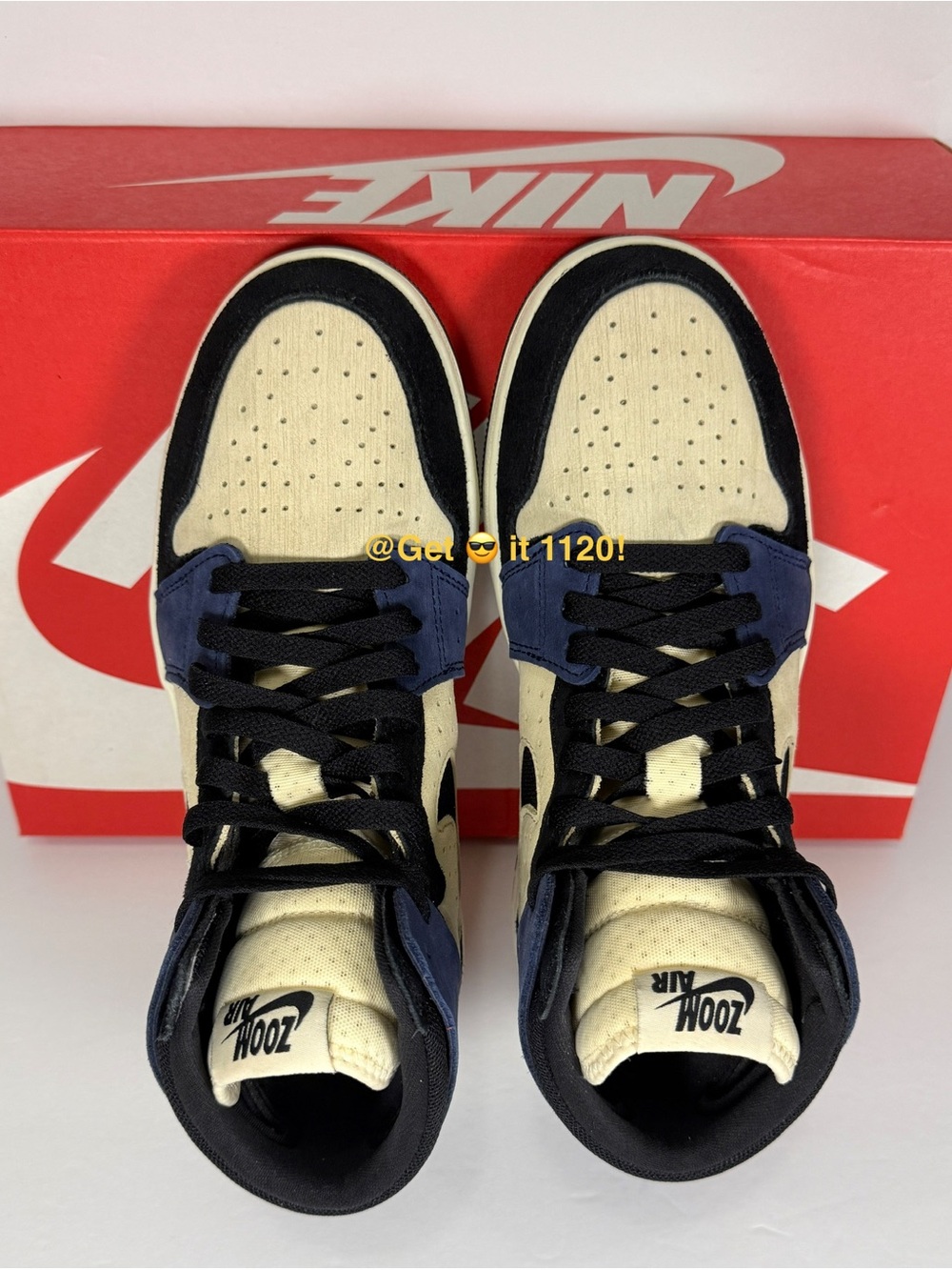 Air Jordan 1 High Zoom CMFT 2 ‘Muslin Blackened Blue’ Women's Shoes DV1305-104 - Picture 9 of 15